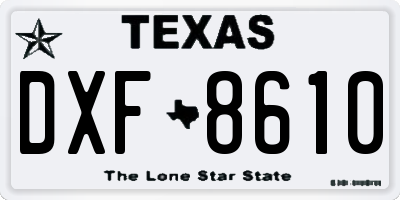 TX license plate DXF8610