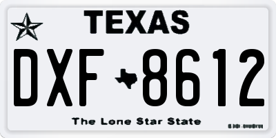 TX license plate DXF8612