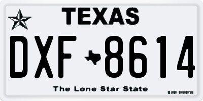 TX license plate DXF8614