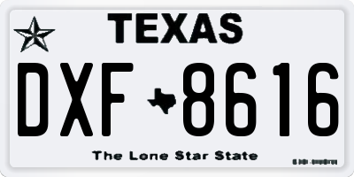 TX license plate DXF8616