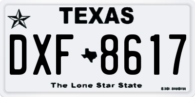TX license plate DXF8617