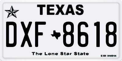 TX license plate DXF8618
