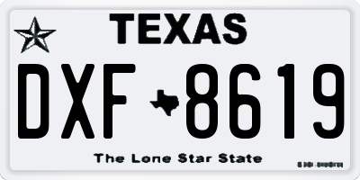TX license plate DXF8619