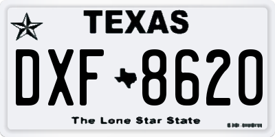 TX license plate DXF8620