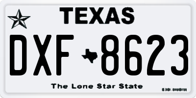 TX license plate DXF8623