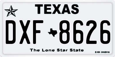 TX license plate DXF8626