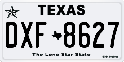 TX license plate DXF8627