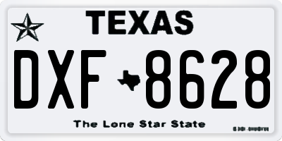 TX license plate DXF8628