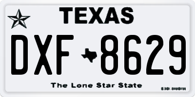 TX license plate DXF8629