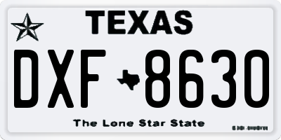 TX license plate DXF8630