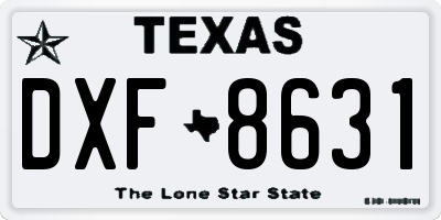 TX license plate DXF8631