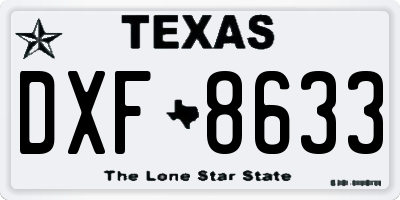 TX license plate DXF8633