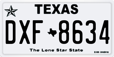 TX license plate DXF8634