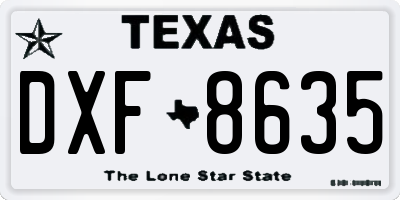 TX license plate DXF8635