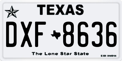 TX license plate DXF8636