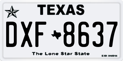 TX license plate DXF8637