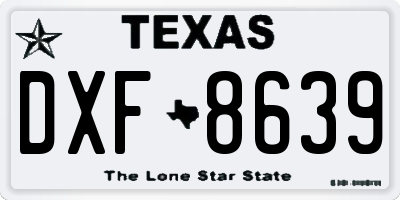 TX license plate DXF8639