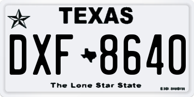TX license plate DXF8640