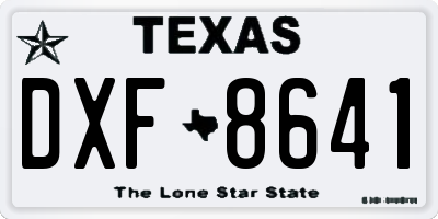 TX license plate DXF8641