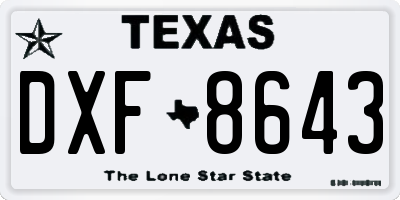 TX license plate DXF8643