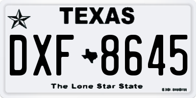 TX license plate DXF8645