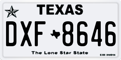 TX license plate DXF8646