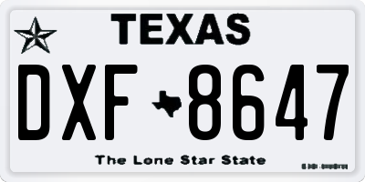 TX license plate DXF8647