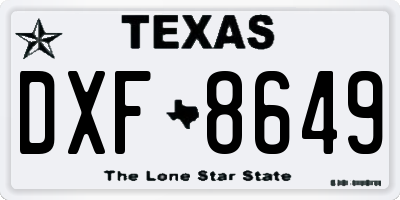 TX license plate DXF8649