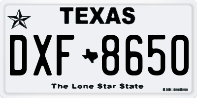 TX license plate DXF8650