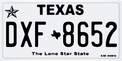 TX license plate DXF8652