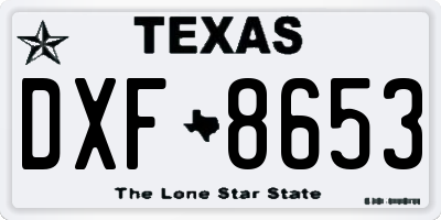 TX license plate DXF8653