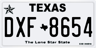 TX license plate DXF8654