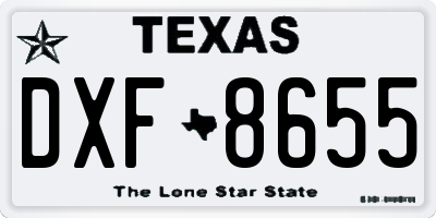 TX license plate DXF8655