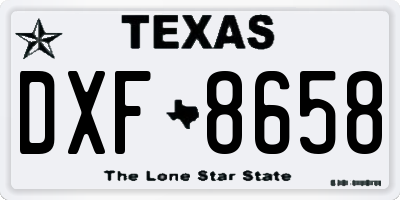 TX license plate DXF8658
