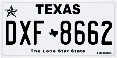 TX license plate DXF8662