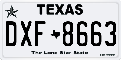 TX license plate DXF8663