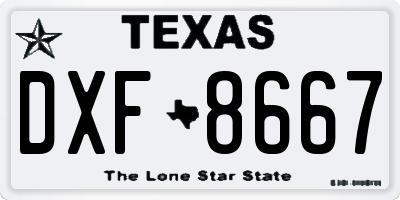 TX license plate DXF8667