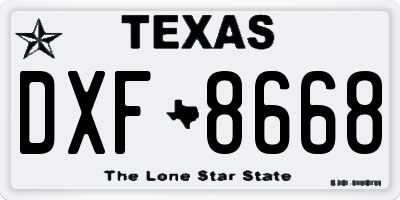 TX license plate DXF8668