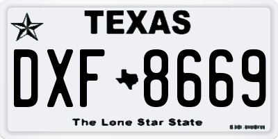 TX license plate DXF8669