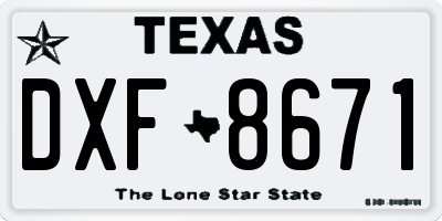 TX license plate DXF8671