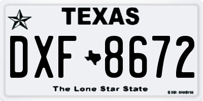 TX license plate DXF8672