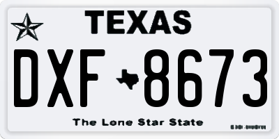 TX license plate DXF8673