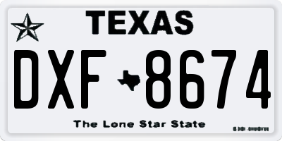 TX license plate DXF8674