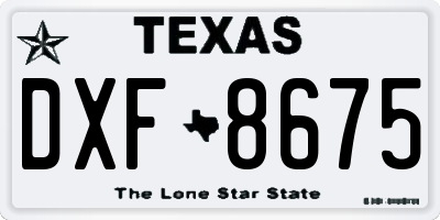 TX license plate DXF8675