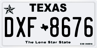 TX license plate DXF8676