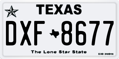 TX license plate DXF8677