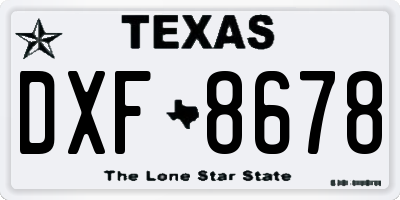 TX license plate DXF8678