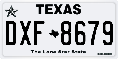 TX license plate DXF8679