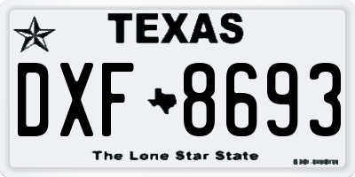 TX license plate DXF8693