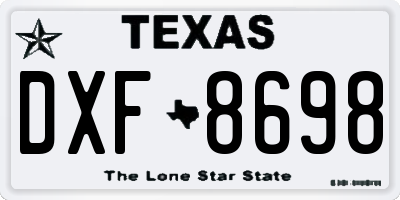 TX license plate DXF8698